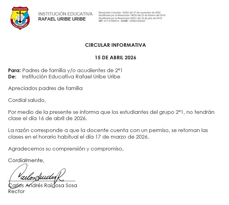 Novedades para el grupo 2°1